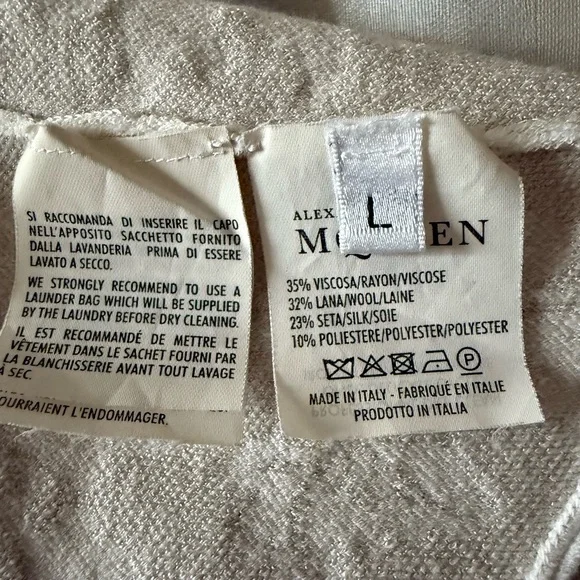 Floral Beige and White Alexander McQueen Women Dress, size L - Picture 5 of 7